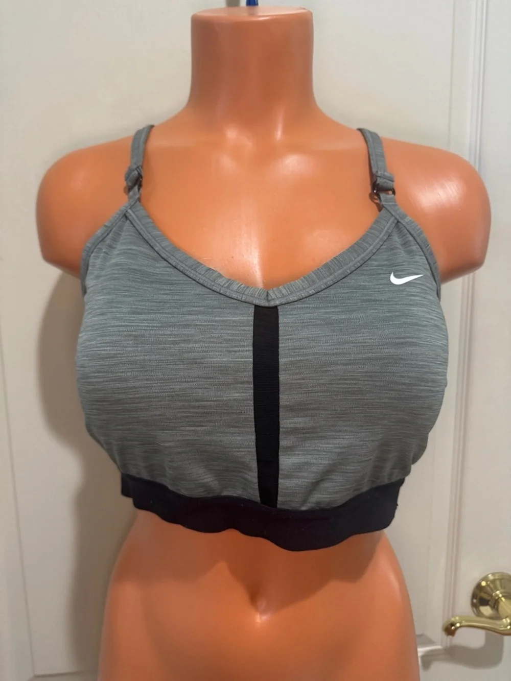NIKE Dri-Fit Indy Light Gray Black Sports Bra $40 XXL EUC KL